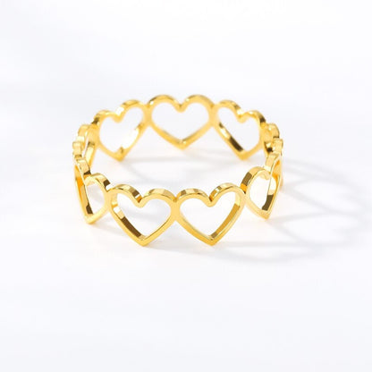 Punk Heart Ring, Hollow Heart Ring, 18K Gold Heart Ring, Punk Love Ring, Punk Fashion Heart Ring for Women, Gift for Her