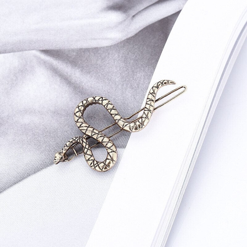 Punk Snake Hair Pin, 18K Gold Snake Pin, Punk Fashion Hair Pin for Women, Gift for Her