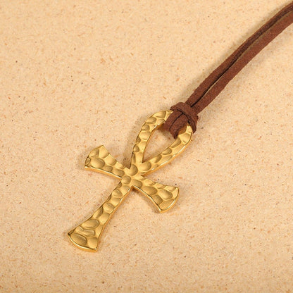 Egyptian Ankh Charm, 18K Gold Egyptian Ankh Necklace, Key of Life Necklace, Gold Ankh Pendant, Egyptian Fashion Necklace for Women