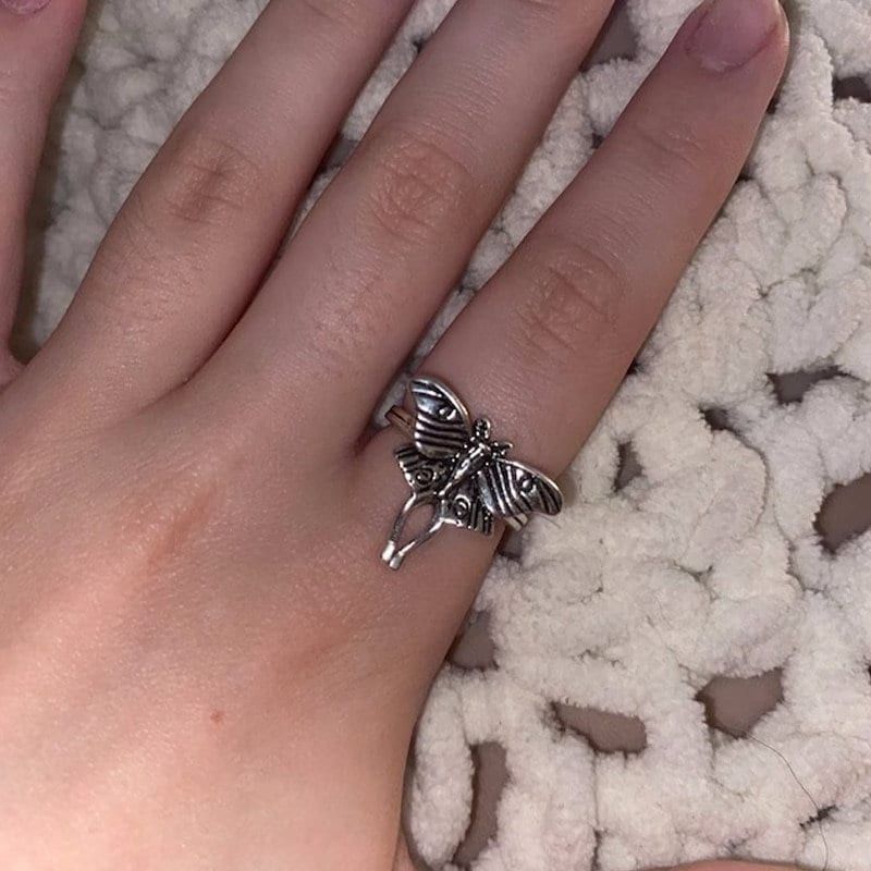 Gothic Moth Ring, Gothic Butterfly Ring, Punk Butterfly Ring, Punk Moth Ring, Moth Fashion Ring for Women, Gift for Her