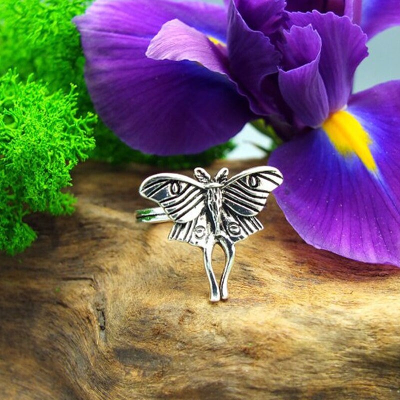 Gothic Moth Ring, Gothic Butterfly Ring, Punk Butterfly Ring, Punk Moth Ring, Moth Fashion Ring for Women, Gift for Her