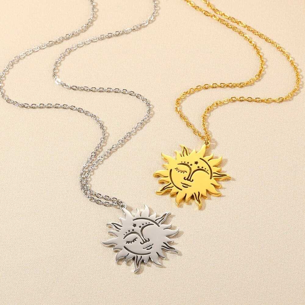 Gothic Sun Pendant, Gothic Sun Charm, 18K Gold Sun Necklace, Tarot Sun, Gothic Sun Fashion Necklace for Women, Gift for Her