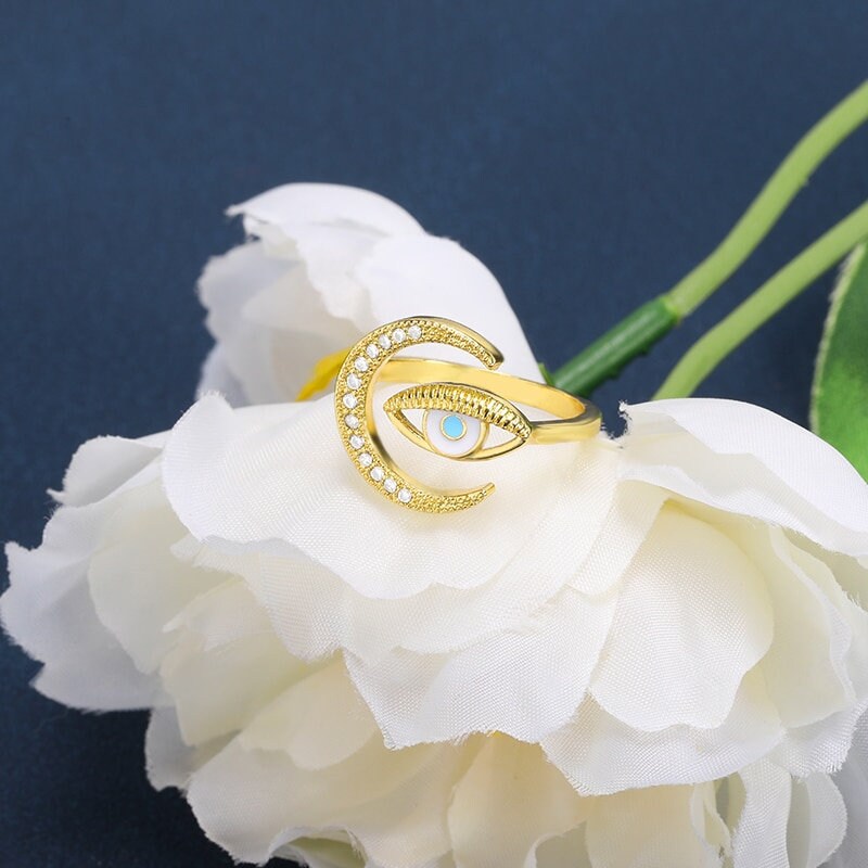 Gothic Moon Ring, Gothic Tarot Moon Ring, Gold Moon Ring, Celestial Moon Fashion Ring for Women, Gift for Her