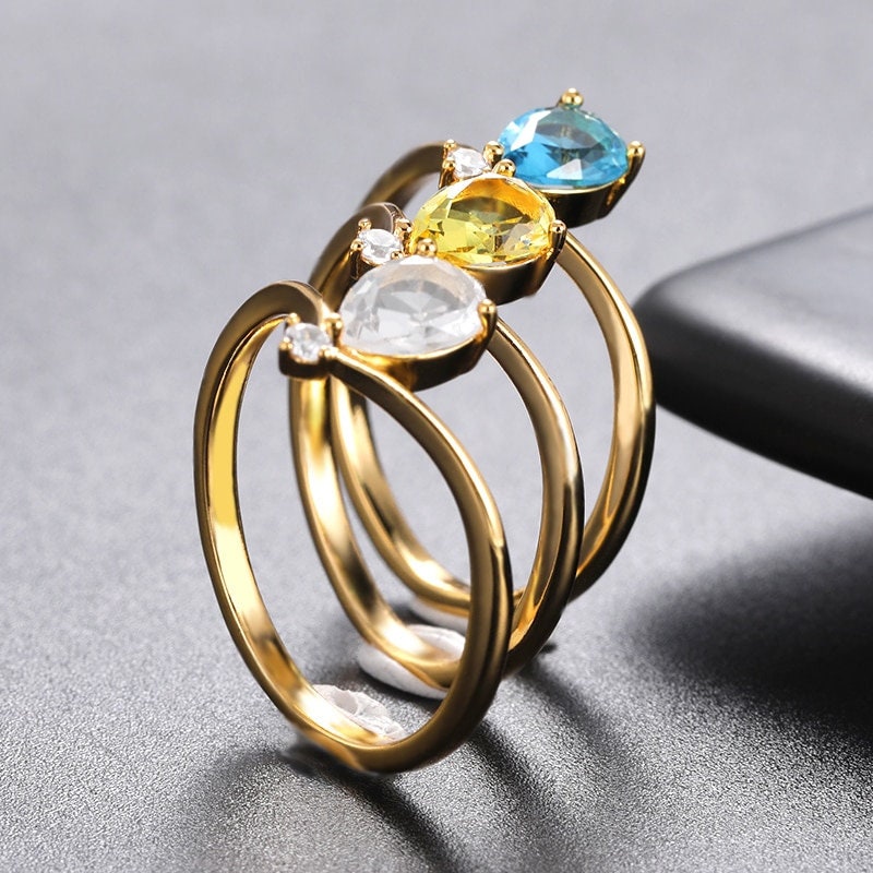Birthstone Ring, Dainty Birthstone Ring, 18K Gold Birthstone Ring, Minimalistic Birth Month Ring, Fashion Ring for Women, Gift for Her