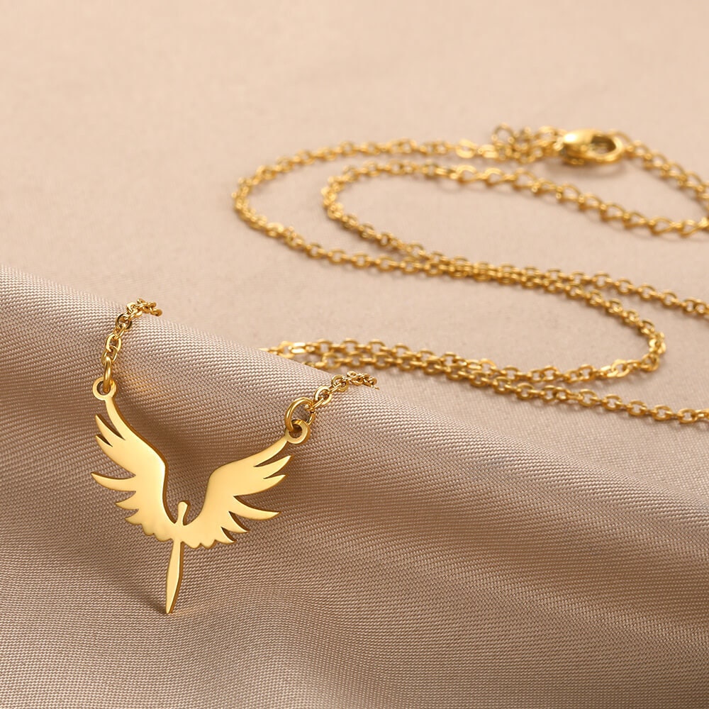 Gothic Angel Wings Pendant, Guardian Angel Wings Charm, 18K Gold Angel Wings Necklace, Guardian Angel Wings Fashion Necklace for Women