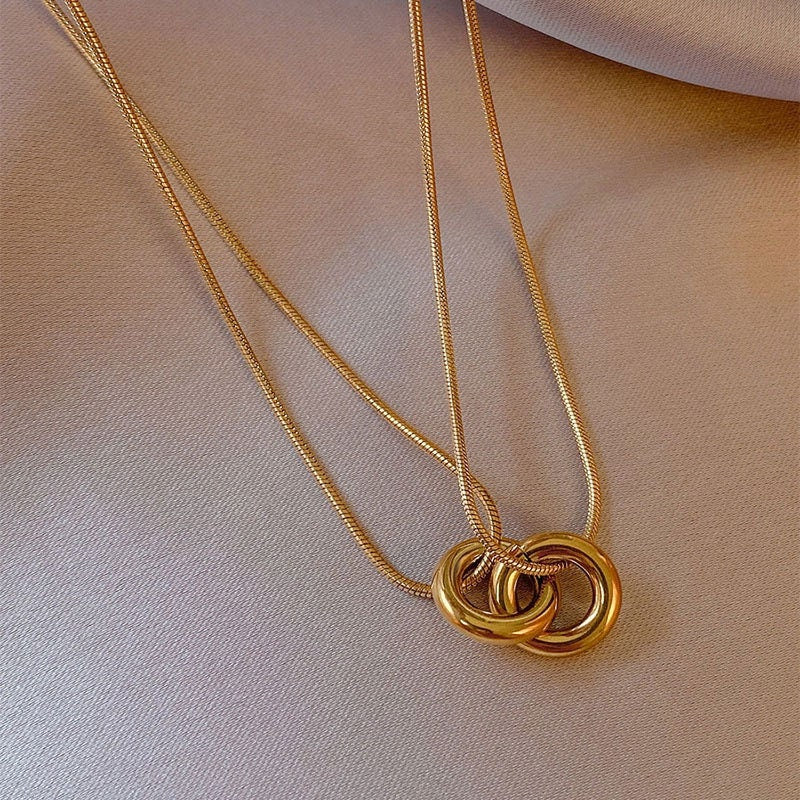 Dainty Ring Necklace, Dainty Double Ring Necklace, Delicate Ring Necklace, 18K Gold Ring Necklace, Fashion Necklace for Women, Gift for Her