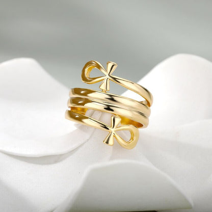 Egyptian Ankh Ring, Egyptian Cross Ring, Gothic Egyptian Ring, 18K Gold Egyptian Ankh Ring, Egyptian Fashion Ring for Women, Gift for Her