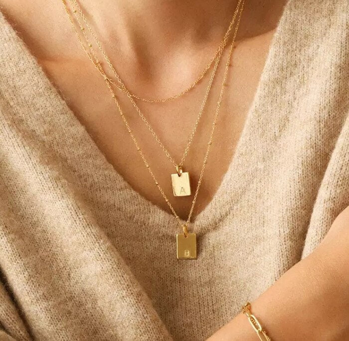 Dainty Initial Pendant, Personalized Initial Necklace, 18K Gold Initial Charm, Custom Initial Fashion Necklace for Women, Gift for Her