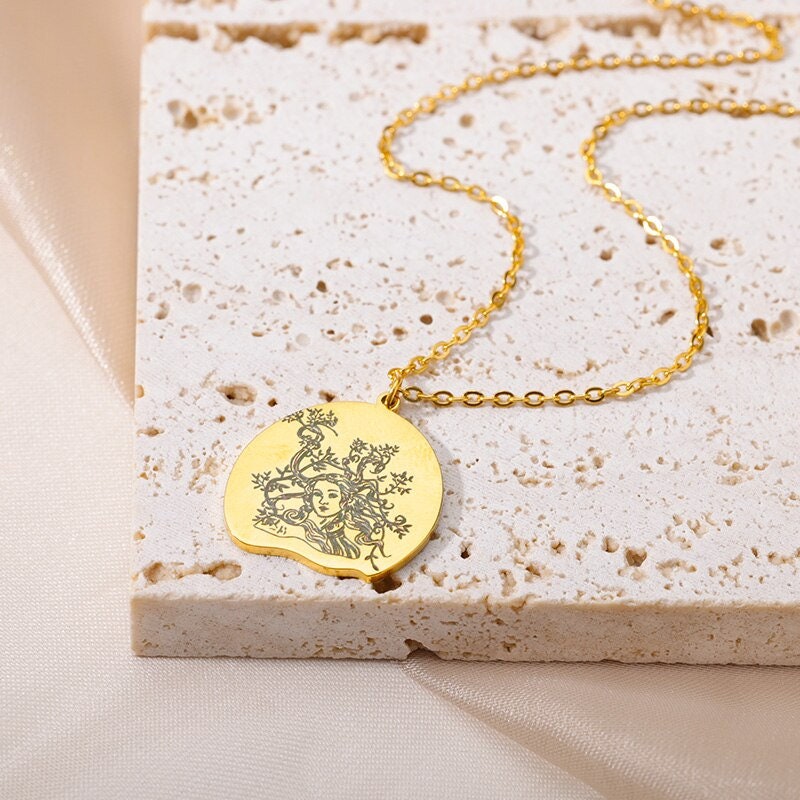 Mother Earth Necklace, Mother Earth Charm, 18K Gold Mother Earth Necklace, Goddess Fashion Necklace for Women, Gift for Her