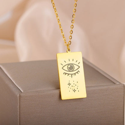 Gothic Eye Charm, Tarot Eye Charm, 18K Gold Eye Necklace, Gothic Eye Fashion Necklace for Women, Gift for Her