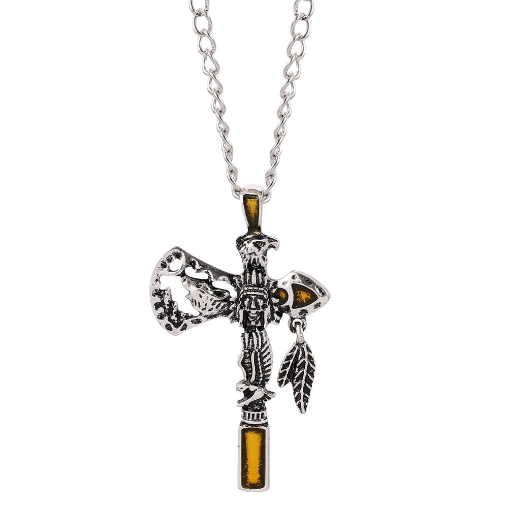 Punk Indian Axe Necklace, Silver Indian Axe Necklace, Wolf Eagle Necklace, Native American Fashion Necklace for Women, Gift for Her