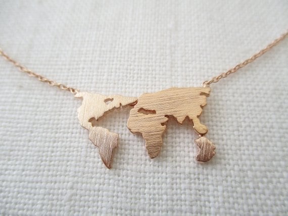 World Map Necklace, World Charm, 18K Gold World Map Necklace, Earth Charm, World Fashion Necklace for Women, Gift for Her