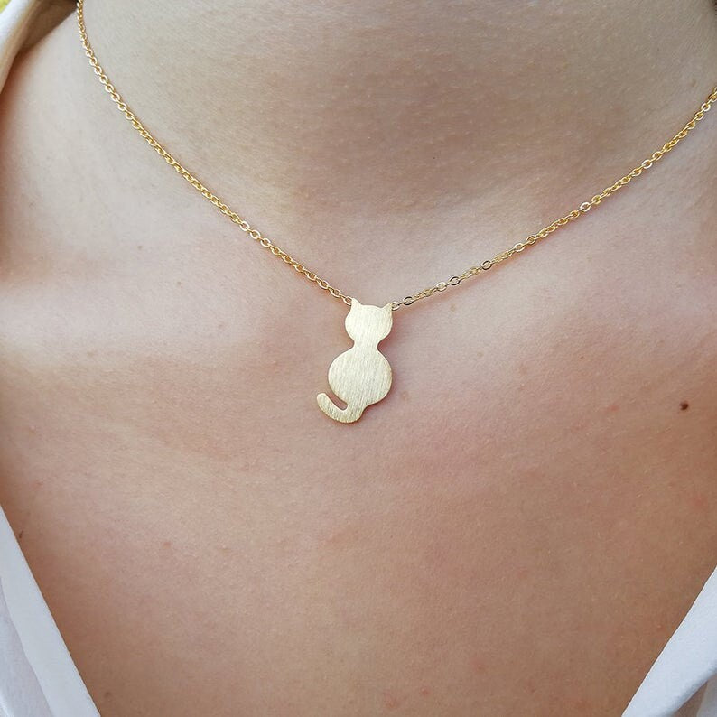 Cute Cat Necklace, 18K Gold Cat Necklace, Baby Cat Charm, Cute Cat Pendant, Cat Fashion Necklace for Women, Gift for Her