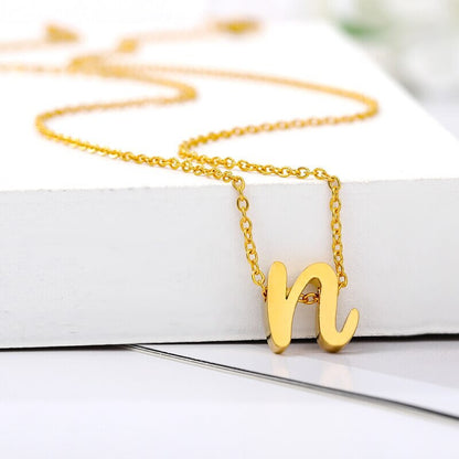 Dainty Initial Necklace, Dainty Letter, 18K Gold Initial Necklace, Gold Letter, Minimalistic Letter Fashion Necklace for Women, Gift for Her