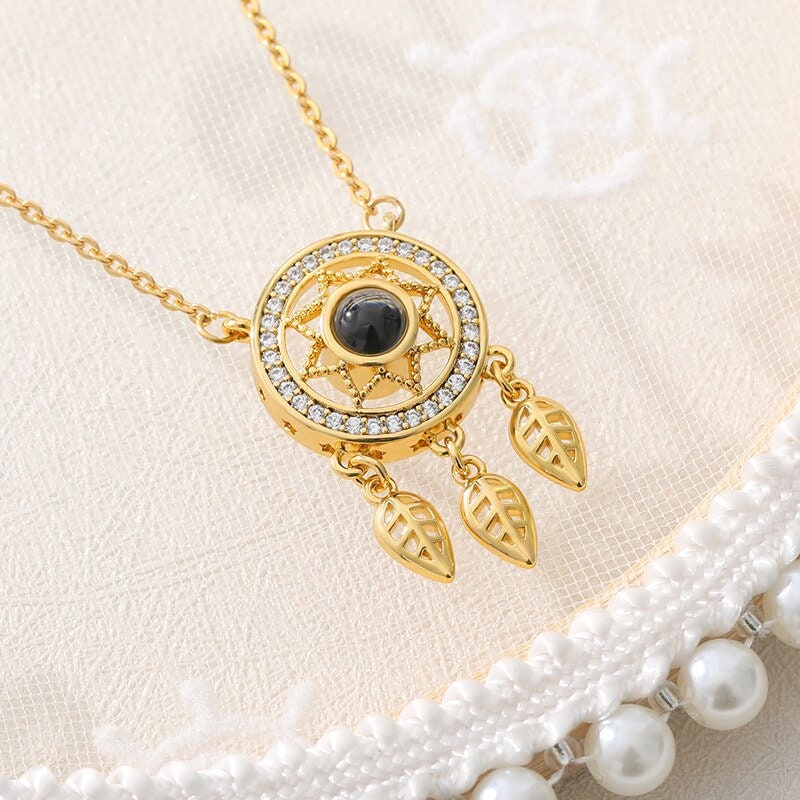 Dreamcatcher Pendant, Dreamcatcher Charm, 18K Gold Dreamcatcher Necklace, Astral Fashion Necklace for Women, Gift for Her