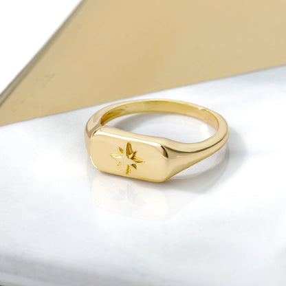 Dainty North Star Ring, 18K Gold North Star Ring, Star Signet Ring, Minimalistic North Star Ring for Women, Gift for Her
