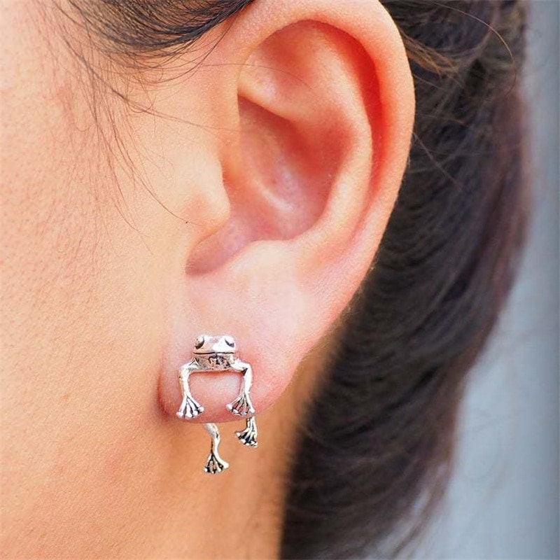 Punk Frog Earrings, Gothic Frog Earrings, Cute Frog Earrings, Punk Fashion Earrings for Women, Gift for Her