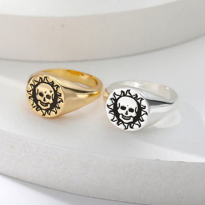 Gothic Skull Ring, Tarot Skull Ring, Death Skull Ring, 18K Gold Skull Ring, Skull Signet Ring, Gothic Fashion Ring for Women, Gift for Her
