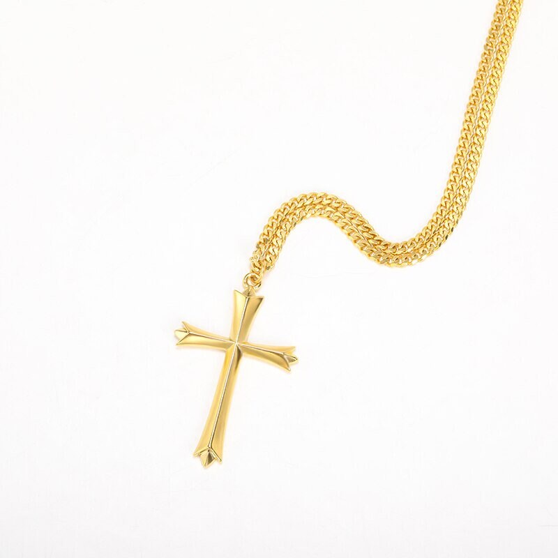 Gothic Jesus Necklace, Gothic Cross Necklace, Christian Cross Necklace, 18K Gold Cross Necklace, Gothic Cross Fashion Necklace for Women