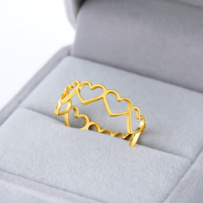 Punk Heart Ring, Hollow Heart Ring, 18K Gold Heart Ring, Punk Love Ring, Punk Fashion Heart Ring for Women, Gift for Her