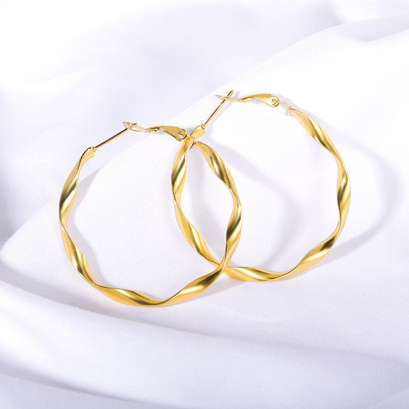 Dainty Twisted Hoops, Organic Hoop Earrings, 18K Gold Twist Hoop Earrings, Gold Organic Hoop Earrings, Minimalistic Hoops for Women