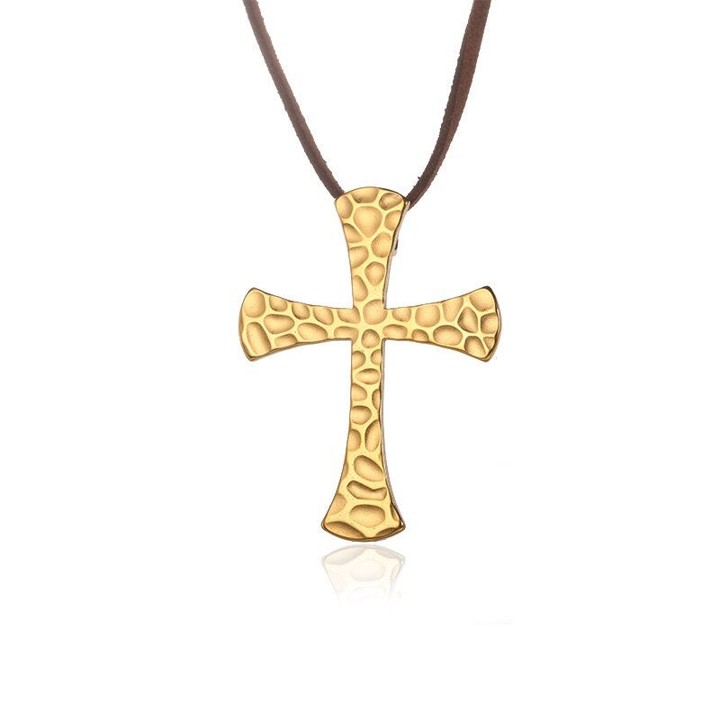 Gothic Egyptian Cross Pendant, Egyptian Cross Charm, 18K Gold Egyptian Crucifix Necklace, Christian Necklace for Women, Gift for Her
