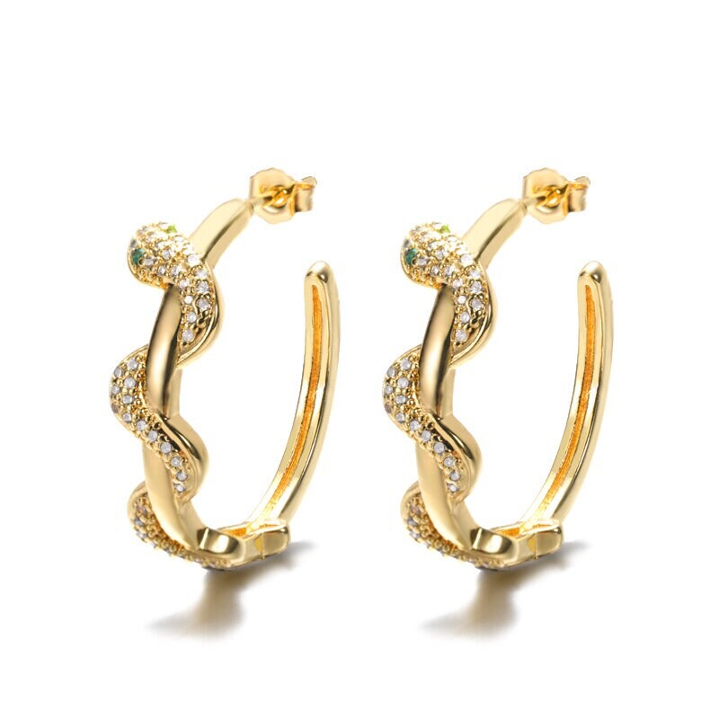 Punk Snake Hoop Earrings, Gothic Snake Hoop Earrings, 18K Gold Snake Earrings, Punk Fashion Snake Earrings for Women, Gift for Her