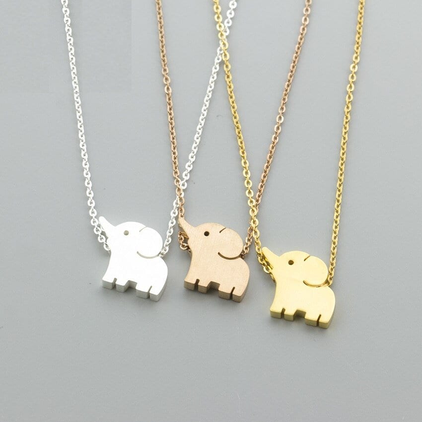 Cute Elephant Charm, Punk Elephant Necklace, 18K Gold Elephant Necklace, Elephant Pendant, Korean Fashion Necklace for Women, Gift for Her