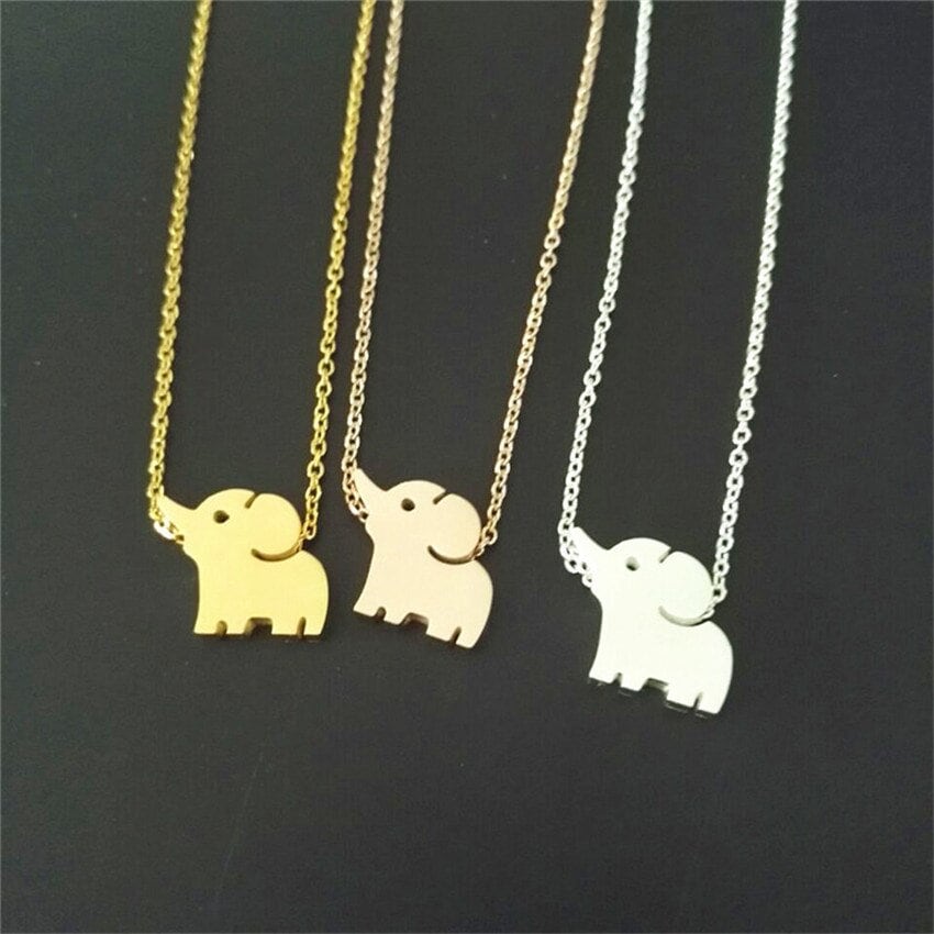 Cute Elephant Charm, Punk Elephant Necklace, 18K Gold Elephant Necklace, Elephant Pendant, Korean Fashion Necklace for Women, Gift for Her