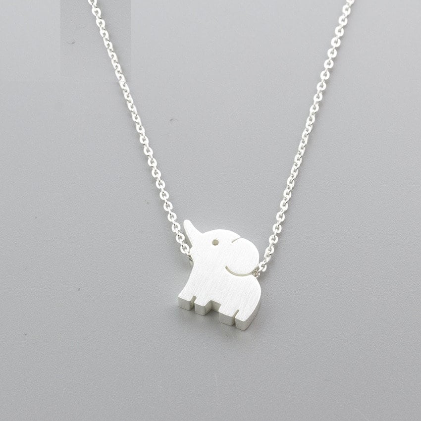 Cute Elephant Charm, Punk Elephant Necklace, 18K Gold Elephant Necklace, Elephant Pendant, Korean Fashion Necklace for Women, Gift for Her