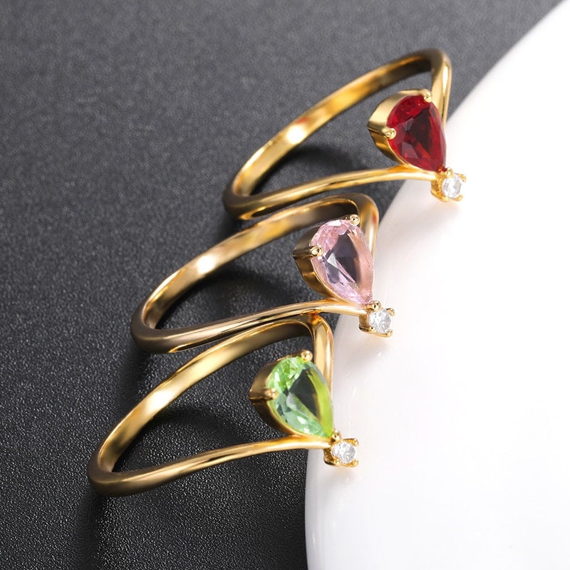 Birthstone Ring, Dainty Birthstone Ring, 18K Gold Birthstone Ring, Minimalistic Birth Month Ring, Fashion Ring for Women, Gift for Her