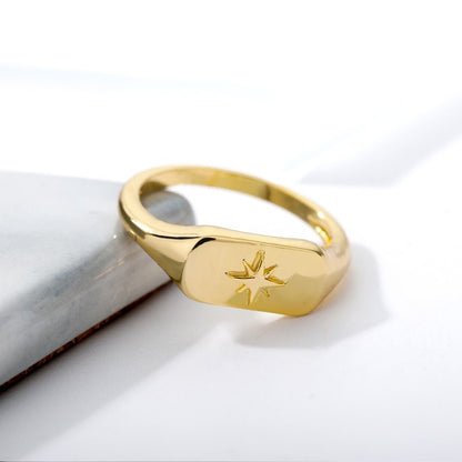 Dainty North Star Ring, 18K Gold North Star Ring, Star Signet Ring, Minimalistic North Star Ring for Women, Gift for Her