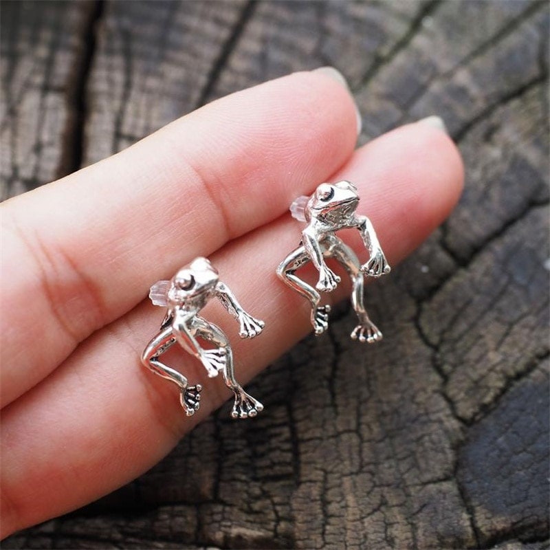 Punk Frog Earrings, Gothic Frog Earrings, Cute Frog Earrings, Punk Fashion Earrings for Women, Gift for Her