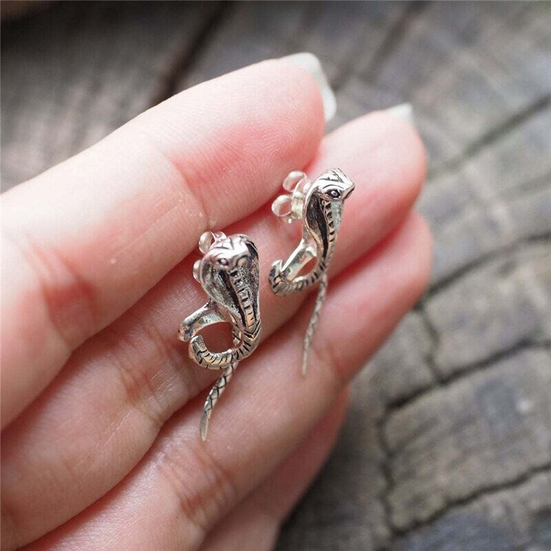 Punk Cobra Earrings, Gothic Cobra Earrings, Punk Snake Earrings, Silver Snake Earrings, Punk Fashion Earrings for Women, Gift for Her