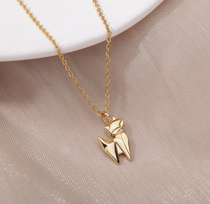 Cute Fox Pendant, Cute Fox Necklace, Punk Fox Necklace, 18K Gold Fox Necklace, Punk Fashion Necklace for Women, Gift for Her