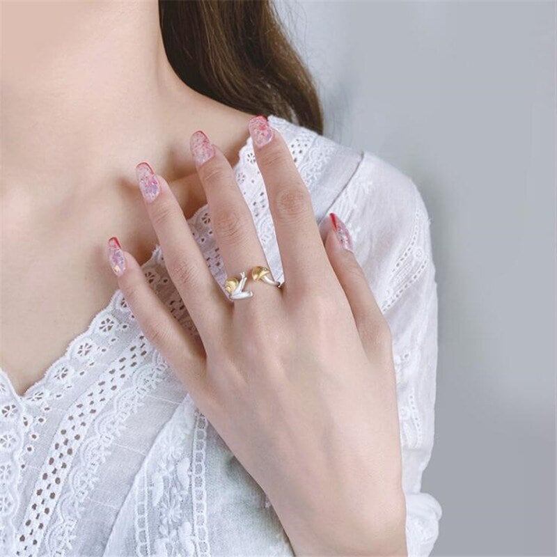 Cute Snail Ring, 18K Gold Snail Ring, Cute Mushroom Ring, Punk Mushroom Ring, Punk Korean Fashion Ring for Women, Gift for Her