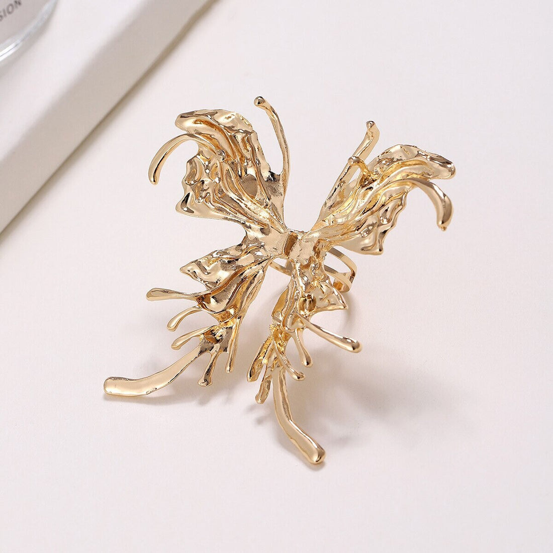 Punk Butterfly Ring, Liquid Metal Butterfly Ring, Gold Butterfly Ring, Punk Fashion Ring for Women, Gift for Her