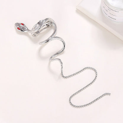 Punk Snake Hairpin, Punk Fashion Hair Clip, Silver Snake Hair Chain, Punk Fashion Snake Clip for Women, Gift for Her