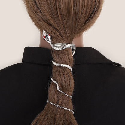 Punk Snake Hairpin, Punk Fashion Hair Clip, Silver Snake Hair Chain, Punk Fashion Snake Clip for Women, Gift for Her