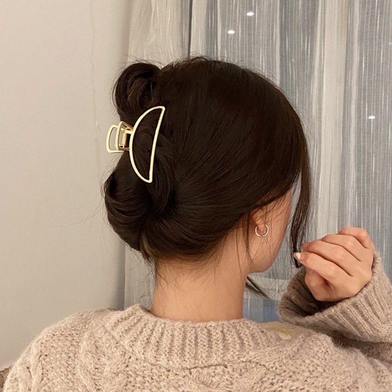 18K Gold Geometric Hair Clip, Dainty Gold Hair Clip, Minimalistic Hair Clip, Korean Fashion Hair Clip for Women, Gift for Her
