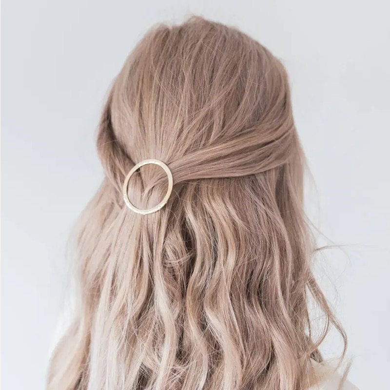 Boho Cute Circle , 18K Gold Everyday Hair Clip Pin, Dainty Minimalist Jewelry, Delicate Handmade  for Women, Gift for Her