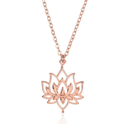 Boho Lotus Flower Henna Pendant, 18K Gold Layered Yogi Necklace, Dainty Minimalist Jewelry, Delicate Handmade for Women, Gift for Her