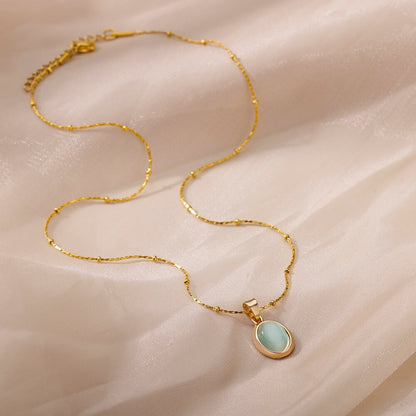 Boho Round Opal Pendant, 18K Gold Layered Yogi Necklace, Dainty Minimalist Jewelry, Delicate Handmade for Women, Gift for Her
