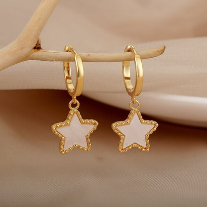 Punk Star Drop Dangle, 18K Gold Everyday Earrings, Gothic Dainty Minimalist Jewelry, Delicate Handmade for Women, Gift for Her