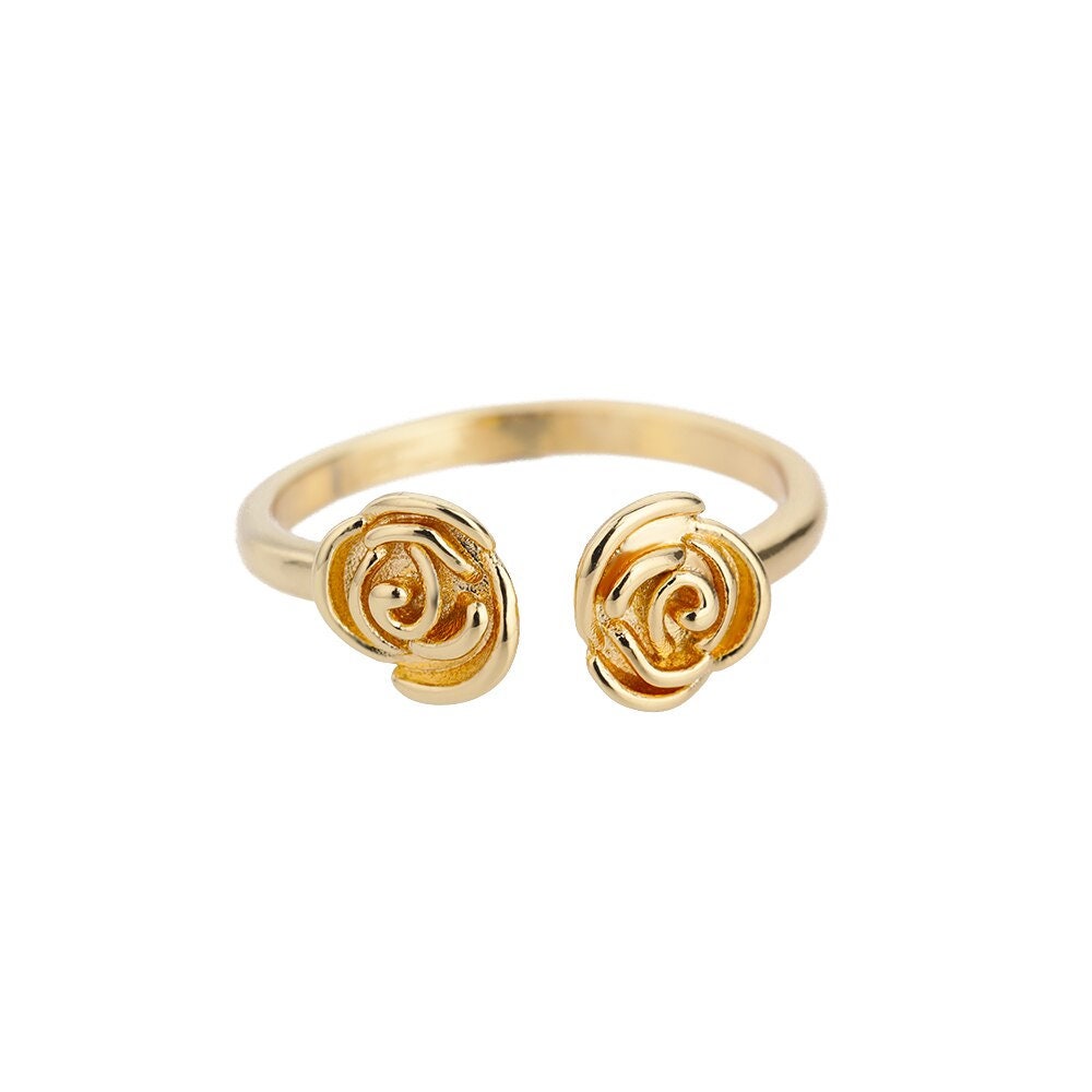 Punk Boho Rose Flower Charm , 18K Gold Gothic Stackable Ring, Dainty Minimalist Jewelry, Delicate Handmade for Women, Gift for Her