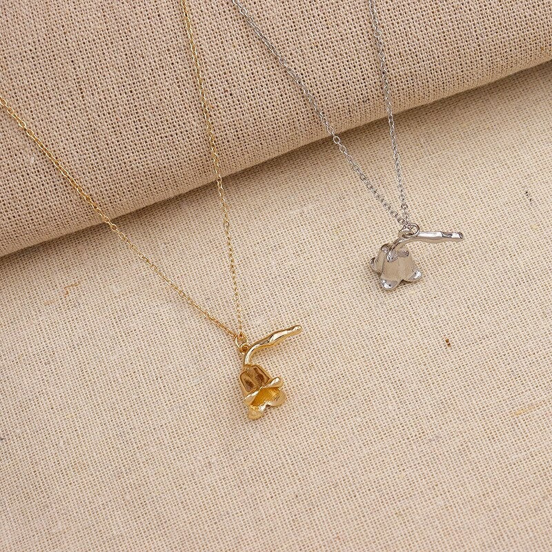 Boho Charm Flower Rose Pendant, 18K Gold Layered Yogi Necklace, Dainty Minimalist Jewelry, Delicate Handmade for Women, Gift for Her