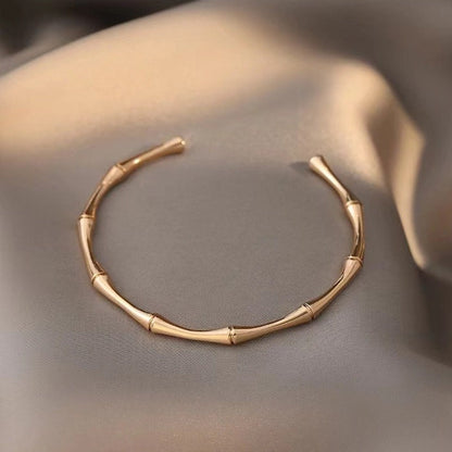 Boho Hippie Bamboo Bangle , 18K Gold Layered Yogi Bracelet, Dainty Minimalist Jewelry, Delicate Handmade for Women, Gift for Her