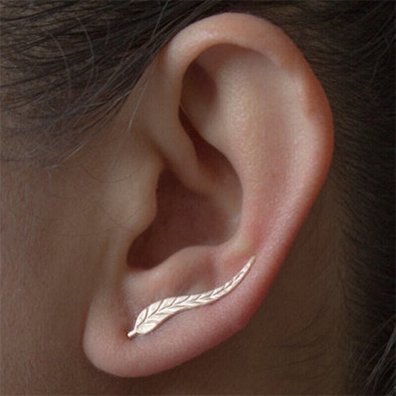 Boho Leaf Studs, 18K Gold Everyday Earrings, Dainty Minimalist Jewelry, Delicate Handmade  for Women, Gift for Her