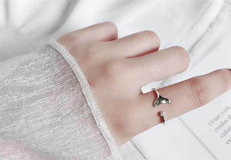 Mermaid Ring, Mermaid Tail Ring, Dainty Silver Ring, Fish Tail Ring, Korean Fashion Ring for Women, Gift for Her