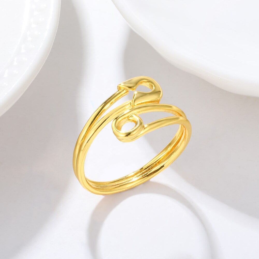 18K Gold Paper Clip Ring, Punk Paper Clip Ring, Creative Artsy Ring, Punk Fashion Ring for Women, Gift for Her